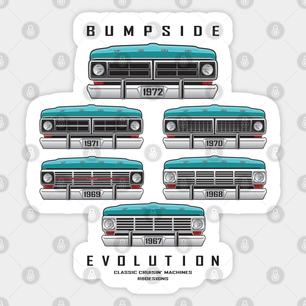 Bumpside Truck Evolution with Bumpers 1967-1972 Sticker by RBDesigns